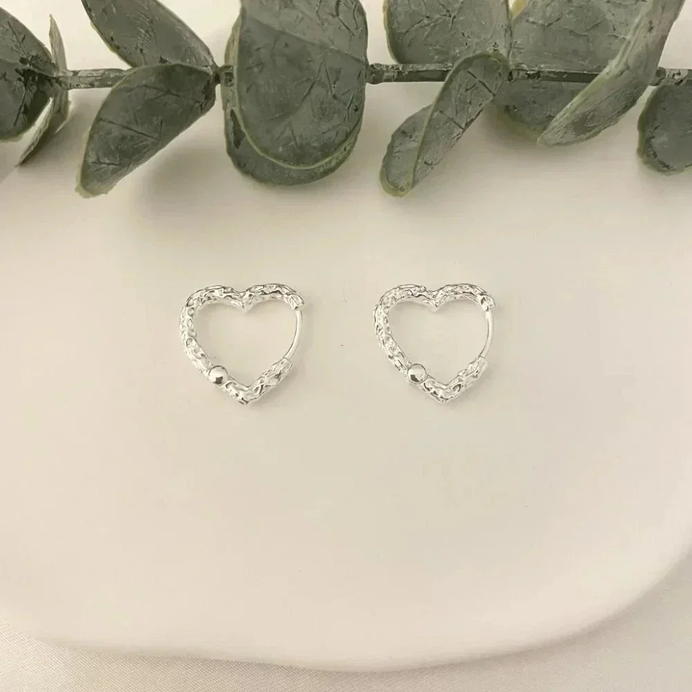 925 Sterling Silver Dainty Heart Huggie Earrings Small Hoop Earrings